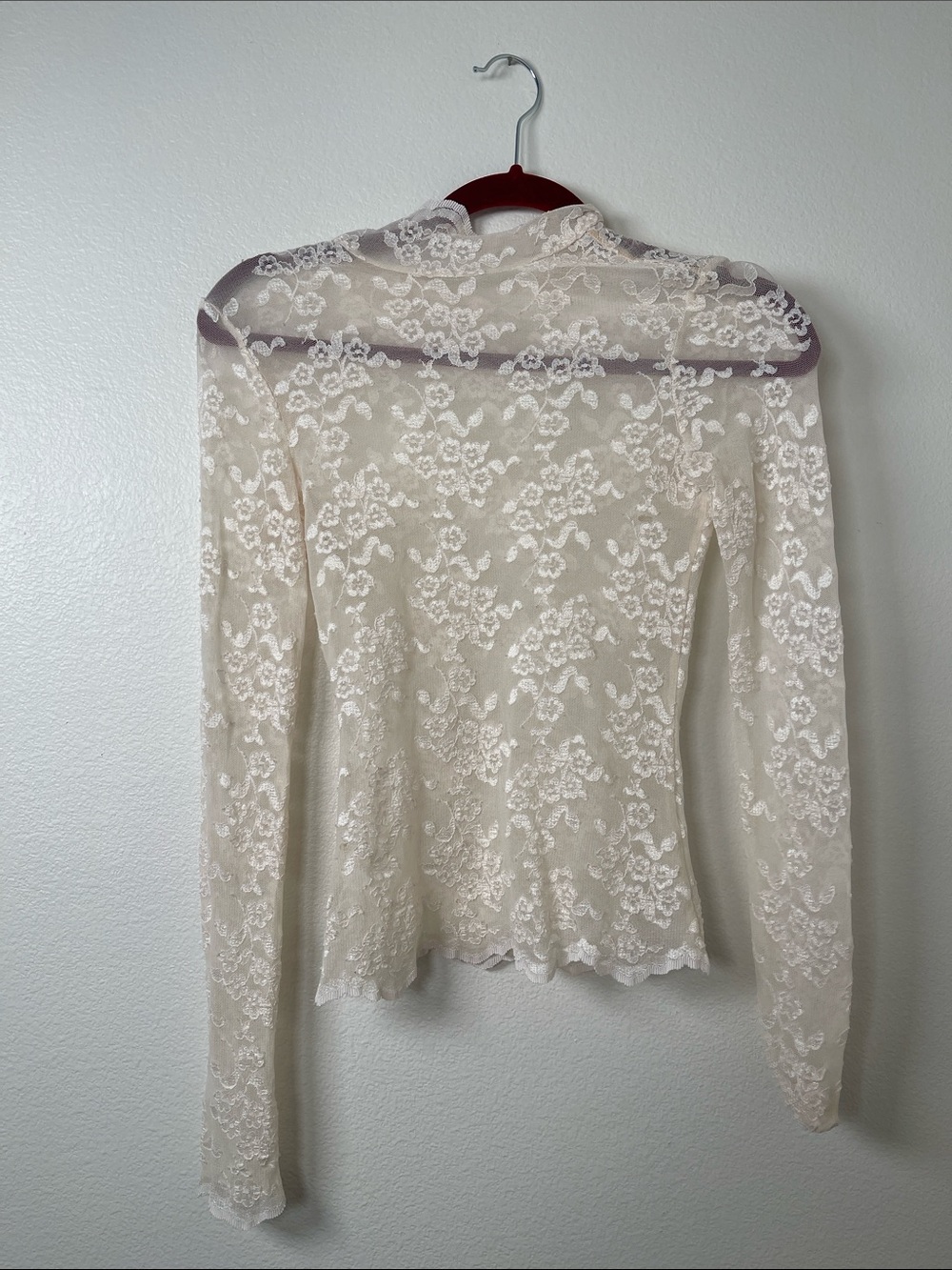 Sheer Lace Long-Sleeve Top - Cream